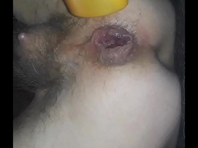 Deep anal fisting with shampoo bottle